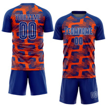 Load image into Gallery viewer, Custom Royal Orange-White Line Sublimation Soccer Uniform Jersey