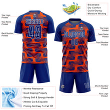 Load image into Gallery viewer, Custom Royal Orange-White Line Sublimation Soccer Uniform Jersey