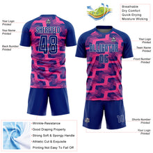 Load image into Gallery viewer, Custom Royal Pink-White Line Sublimation Soccer Uniform Jersey