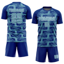 Load image into Gallery viewer, Custom Royal Shadow Blue-White Line Sublimation Soccer Uniform Jersey