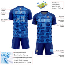 Load image into Gallery viewer, Custom Royal Powder Blue-White Line Sublimation Soccer Uniform Jersey