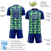 Load image into Gallery viewer, Custom Royal Pea Green-White Line Sublimation Soccer Uniform Jersey