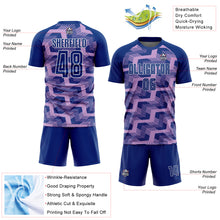 Load image into Gallery viewer, Custom Royal Light Purple-White Line Sublimation Soccer Uniform Jersey