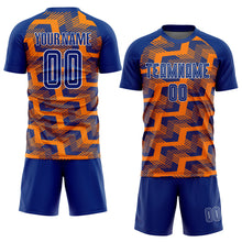 Load image into Gallery viewer, Custom Royal Bay Orange-White Line Sublimation Soccer Uniform Jersey