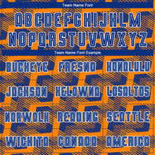 Load image into Gallery viewer, Custom Royal Bay Orange-White Line Sublimation Soccer Uniform Jersey