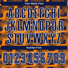 Load image into Gallery viewer, Custom Navy Bay Orange-White Line Sublimation Soccer Uniform Jersey
