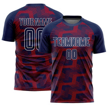 Load image into Gallery viewer, Custom Navy Crimson-White Line Sublimation Soccer Uniform Jersey