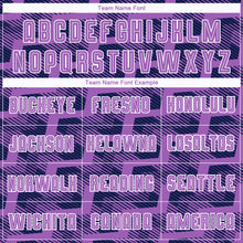 Load image into Gallery viewer, Custom Navy Medium Purple-White Line Sublimation Soccer Uniform Jersey