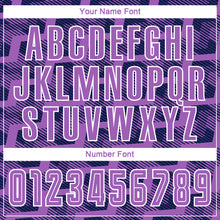 Load image into Gallery viewer, Custom Navy Medium Purple-White Line Sublimation Soccer Uniform Jersey