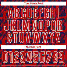 Load image into Gallery viewer, Custom Navy Red-White Line Sublimation Soccer Uniform Jersey