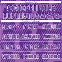 Load image into Gallery viewer, Custom Purple Medium Purple-White Line Sublimation Soccer Uniform Jersey