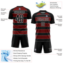 Load image into Gallery viewer, Custom Black Red-White Geometric Shapes And Line Sublimation Soccer Uniform Jersey