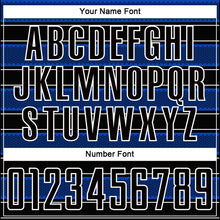 Load image into Gallery viewer, Custom Black Thunder Blue-White Geometric Shapes And Line Sublimation Soccer Uniform Jersey