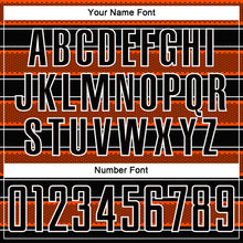 Load image into Gallery viewer, Custom Black Orange-White Geometric Shapes And Line Sublimation Soccer Uniform Jersey