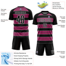 Load image into Gallery viewer, Custom Black Pink-White Geometric Shapes And Line Sublimation Soccer Uniform Jersey