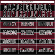 Load image into Gallery viewer, Custom Black Crimson-White Geometric Shapes And Line Sublimation Soccer Uniform Jersey