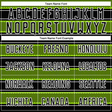 Load image into Gallery viewer, Custom Black Neon Green-White Geometric Shapes And Line Sublimation Soccer Uniform Jersey