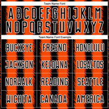 Load image into Gallery viewer, Custom Black Orange-White Line Sublimation Soccer Uniform Jersey