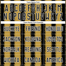 Load image into Gallery viewer, Custom Black Old Gold-White Line Sublimation Soccer Uniform Jersey