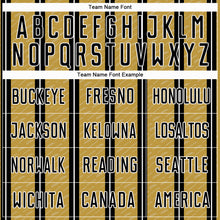 Load image into Gallery viewer, Custom Black Old Gold-White Line Sublimation Soccer Uniform Jersey