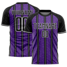 Load image into Gallery viewer, Custom Black Purple-White Line Sublimation Soccer Uniform Jersey