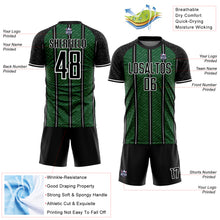 Load image into Gallery viewer, Custom Black Green-White Line Sublimation Soccer Uniform Jersey