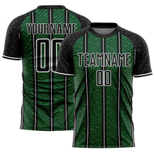 Load image into Gallery viewer, Custom Black Green-White Line Sublimation Soccer Uniform Jersey