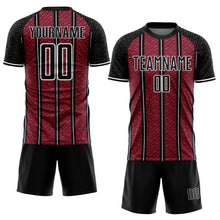 Load image into Gallery viewer, Custom Black Crimson-White Line Sublimation Soccer Uniform Jersey