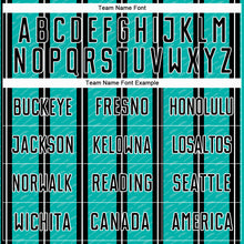 Load image into Gallery viewer, Custom Black Aqua-White Line Sublimation Soccer Uniform Jersey