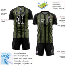 Load image into Gallery viewer, Custom Black Olive-White Line Sublimation Soccer Uniform Jersey