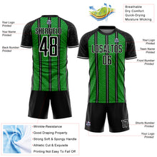 Load image into Gallery viewer, Custom Black Grass Green-White Line Sublimation Soccer Uniform Jersey