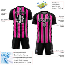 Load image into Gallery viewer, Custom Black Pink-White Line Sublimation Soccer Uniform Jersey