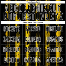 Load image into Gallery viewer, Custom Black Yellow-White Line Sublimation Soccer Uniform Jersey