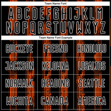 Load image into Gallery viewer, Custom Black Orange-White Line Sublimation Soccer Uniform Jersey