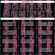 Load image into Gallery viewer, Custom Black Pink-White Line Sublimation Soccer Uniform Jersey