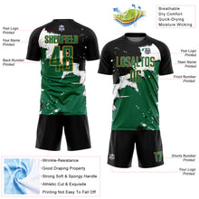 Load image into Gallery viewer, Custom Black Kelly Green-Old Gold Spalsh Sublimation Soccer Uniform Jersey
