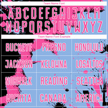 Load image into Gallery viewer, Custom Black Pink-Light Blue Spalsh Sublimation Soccer Uniform Jersey