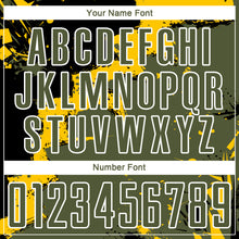 Load image into Gallery viewer, Custom Black Olive-Yellow Spalsh Sublimation Soccer Uniform Jersey