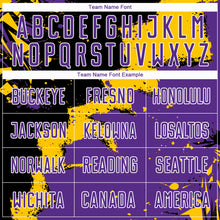 Load image into Gallery viewer, Custom Black Purple-Yellow Spalsh Sublimation Soccer Uniform Jersey