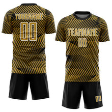 Load image into Gallery viewer, Custom Old Gold Black-White Line Sublimation Soccer Uniform Jersey