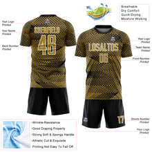 Load image into Gallery viewer, Custom Old Gold Black-White Line Sublimation Soccer Uniform Jersey