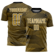 Load image into Gallery viewer, Custom Old Gold Black-White Line Sublimation Soccer Uniform Jersey