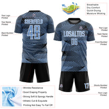 Load image into Gallery viewer, Custom Light Blue Black-White Line Sublimation Soccer Uniform Jersey