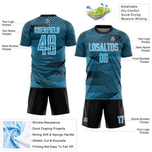 Load image into Gallery viewer, Custom Sky Blue Black-White Line Sublimation Soccer Uniform Jersey
