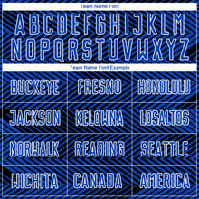 Load image into Gallery viewer, Custom Thunder Blue Black-White Line Sublimation Soccer Uniform Jersey