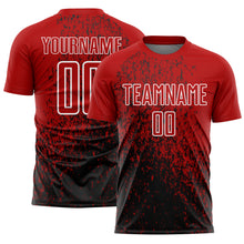 Load image into Gallery viewer, Custom Red Black-White Abstract Fragment Art Sublimation Soccer Uniform Jersey