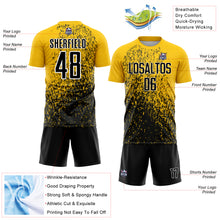 Load image into Gallery viewer, Custom Yellow Black-White Abstract Fragment Art Sublimation Soccer Uniform Jersey