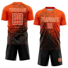 Load image into Gallery viewer, Custom Orange Black-White Abstract Fragment Art Sublimation Soccer Uniform Jersey