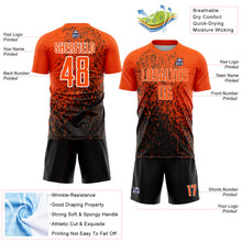 Load image into Gallery viewer, Custom Orange Black-White Abstract Fragment Art Sublimation Soccer Uniform Jersey