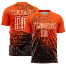 Load image into Gallery viewer, Custom Orange Black-White Abstract Fragment Art Sublimation Soccer Uniform Jersey